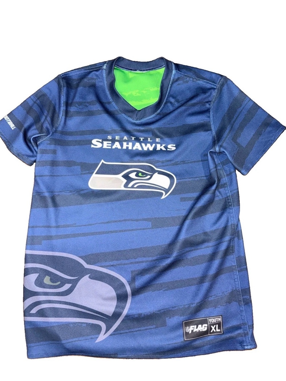 Seattle Seahawks Kids Short Sleeve Jersey Tee - Blue with Green Accent